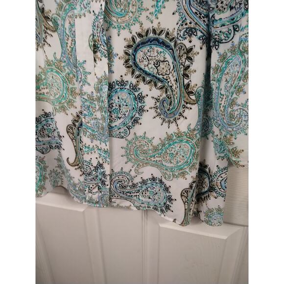 Rose&Olive Woman 1X Blouse Keyhole V Neck White Paisley Pullover 3/4 Sleeve... - Picture 6 of 9